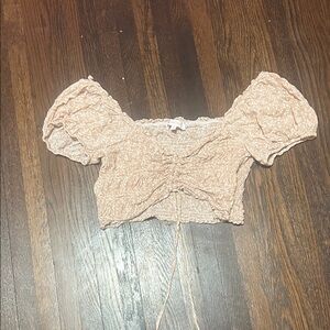 Chic Smocked Crop Top in Tan